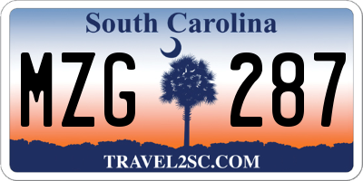 SC license plate MZG287