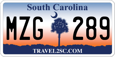 SC license plate MZG289