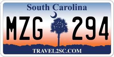 SC license plate MZG294