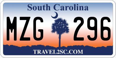 SC license plate MZG296