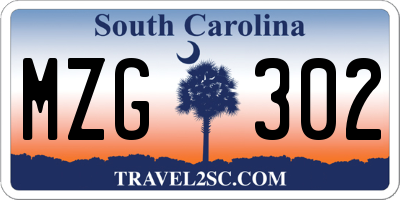 SC license plate MZG302