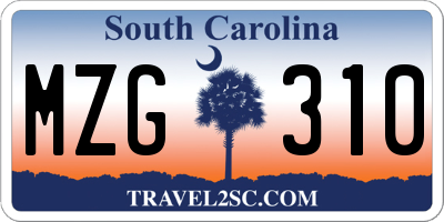 SC license plate MZG310
