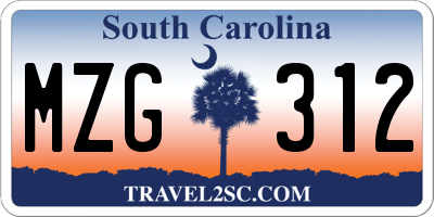 SC license plate MZG312