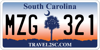 SC license plate MZG321