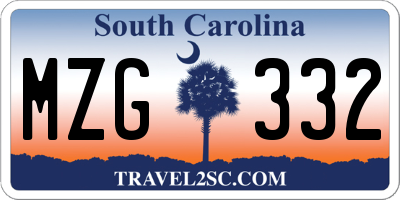 SC license plate MZG332