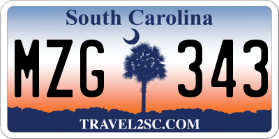 SC license plate MZG343
