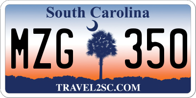 SC license plate MZG350