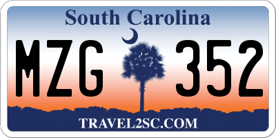 SC license plate MZG352