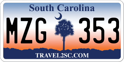 SC license plate MZG353