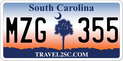 SC license plate MZG355