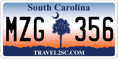 SC license plate MZG356