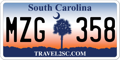 SC license plate MZG358