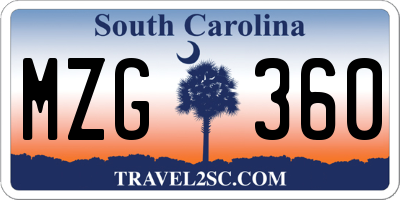 SC license plate MZG360