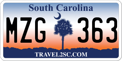 SC license plate MZG363
