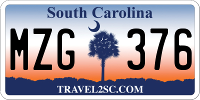 SC license plate MZG376