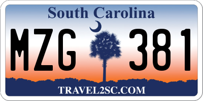 SC license plate MZG381