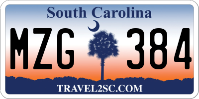 SC license plate MZG384