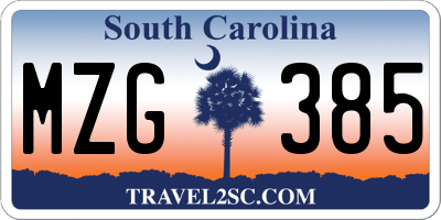 SC license plate MZG385