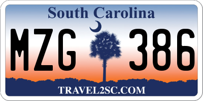 SC license plate MZG386