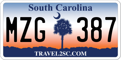 SC license plate MZG387