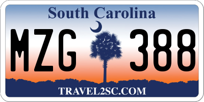 SC license plate MZG388
