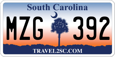 SC license plate MZG392