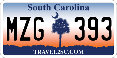 SC license plate MZG393