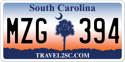 SC license plate MZG394