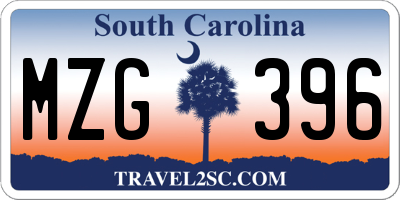 SC license plate MZG396