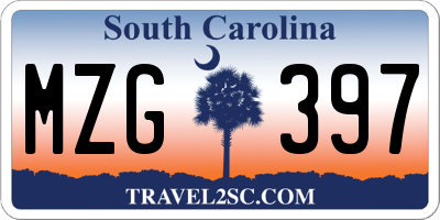 SC license plate MZG397