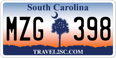 SC license plate MZG398