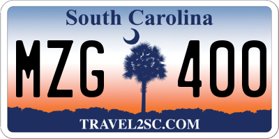 SC license plate MZG400