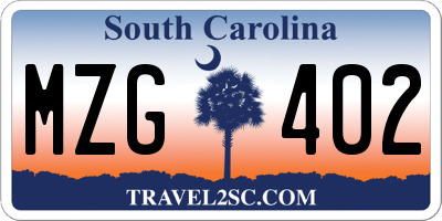 SC license plate MZG402