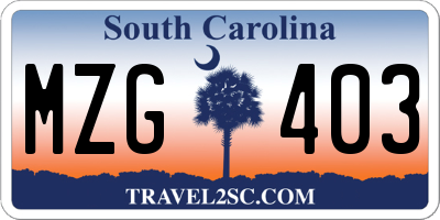 SC license plate MZG403