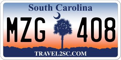 SC license plate MZG408