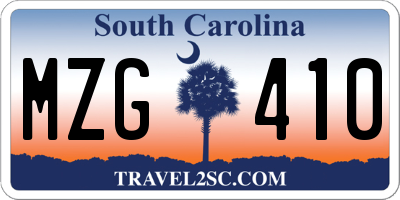 SC license plate MZG410