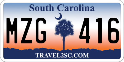 SC license plate MZG416