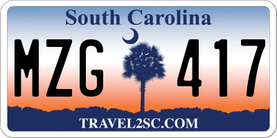 SC license plate MZG417