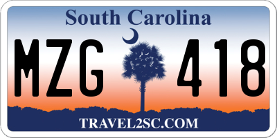 SC license plate MZG418