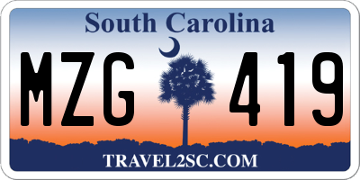 SC license plate MZG419