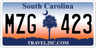 SC license plate MZG423