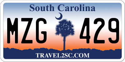 SC license plate MZG429