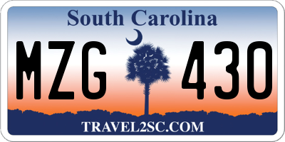 SC license plate MZG430