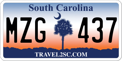 SC license plate MZG437