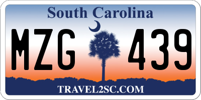 SC license plate MZG439