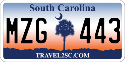 SC license plate MZG443