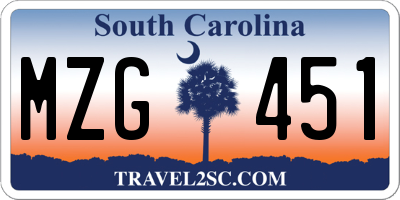 SC license plate MZG451