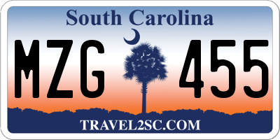 SC license plate MZG455