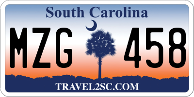 SC license plate MZG458