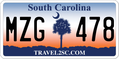SC license plate MZG478